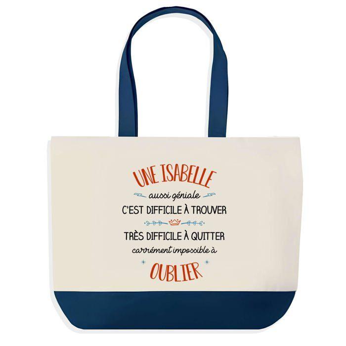 Tote bag - PLANETEE - Shopping bleu Isabelle Aussi Géniale - Coton - Bleu - Imprimé en France