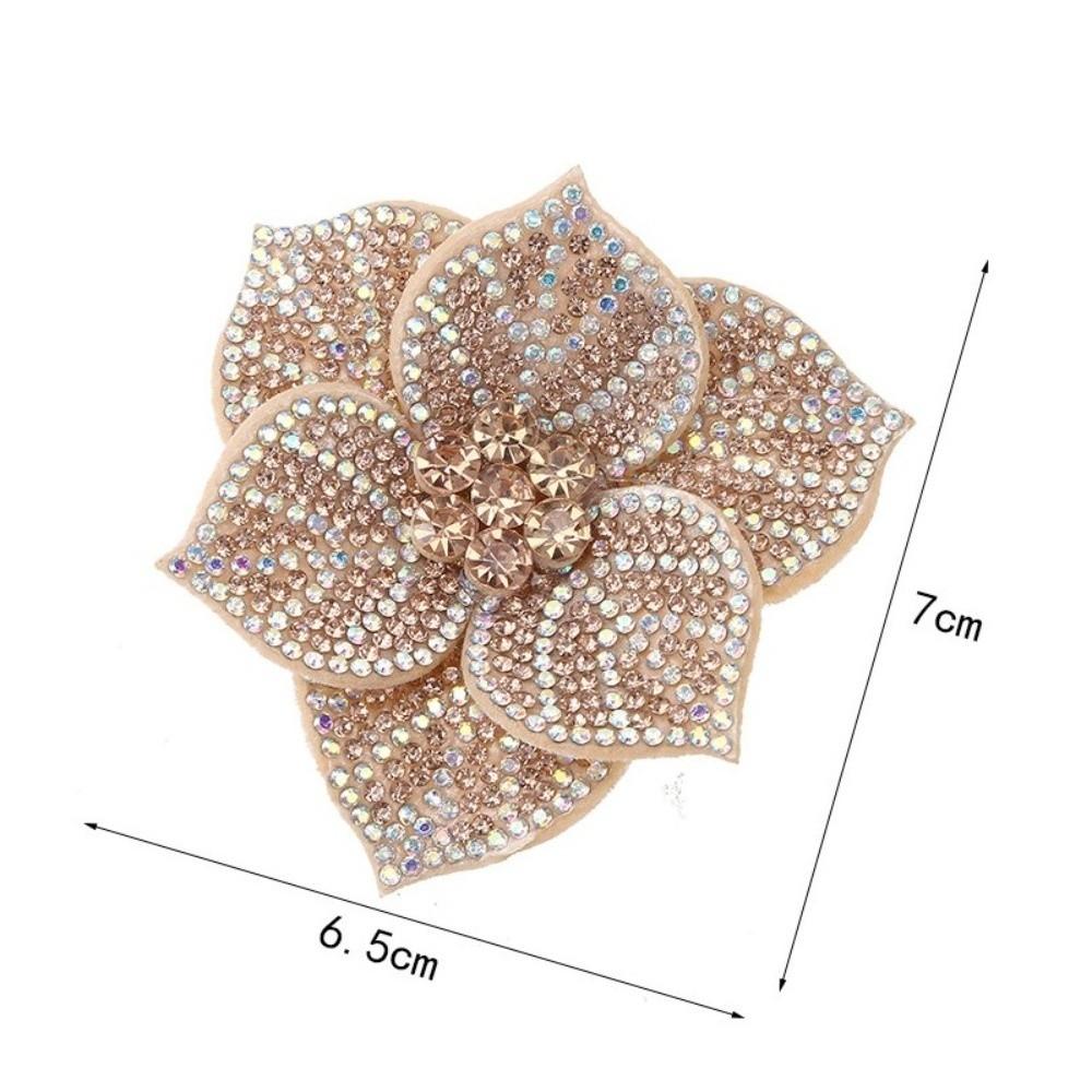 DIY Craft Rhinestone Flower Patches 3D Sew-On Applique Headband Accessories Fabrics