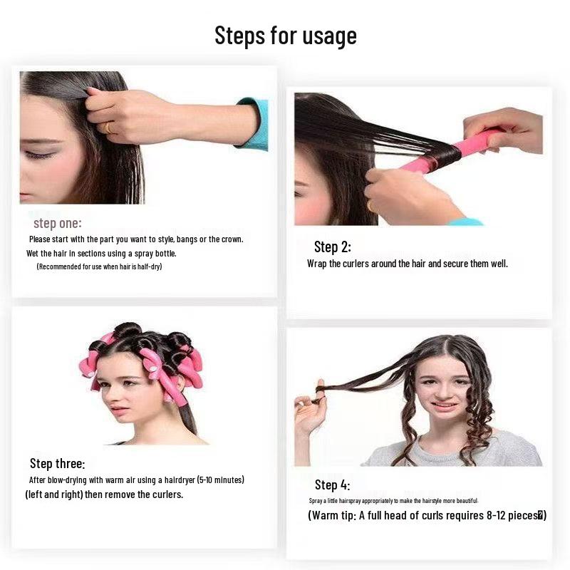 Инструменты для завивки волос в парикмахерской: Термоизолированные бигуди для холодной завивки, Инструменты для завивки из жемчужного хлопка, Губчатые волшебные бигуди, Волшебная плойка.