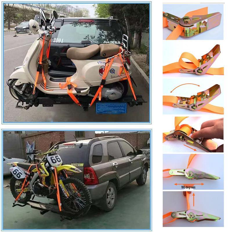 Universal Cargo Truck Tie-Down Straps with Ratchet Tensioner and Self-Locking Mechanism