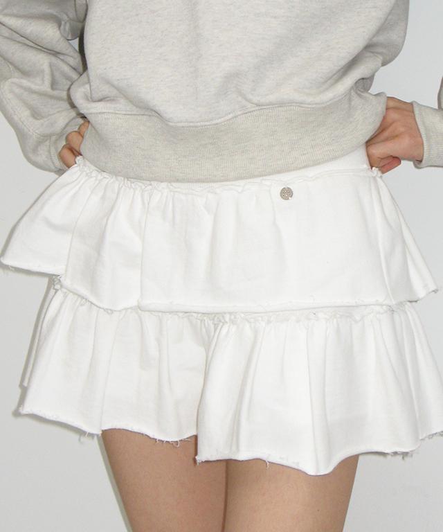 Ronron Cancan Ruffle Pantskirt White