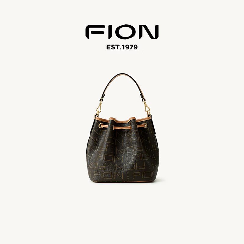 FION 2025 Классическая сумка-ведро с монограммой и завязками
