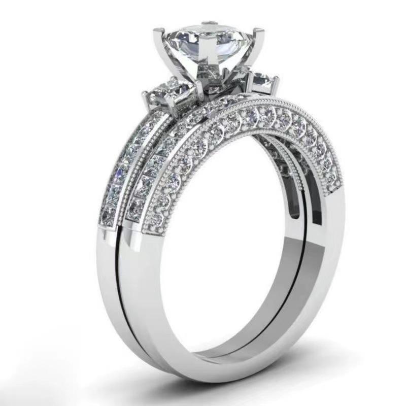 Элегантное кольцо для пары в европейском и американском стиле с микро-инкрустацией цирконом и муассанитом