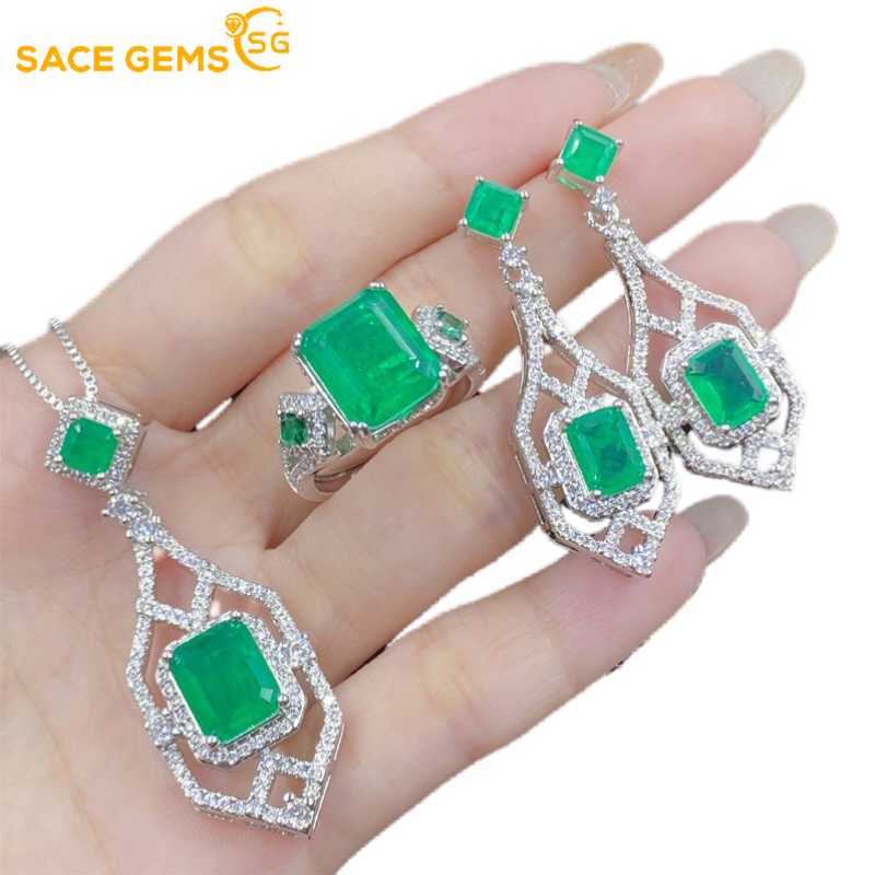 Sace Gems Классические кольца из медного сплава с цирконием, серьги, кулон, ожерелье, комплекты ювелирных изделий, подарки для свадебной вечеринки