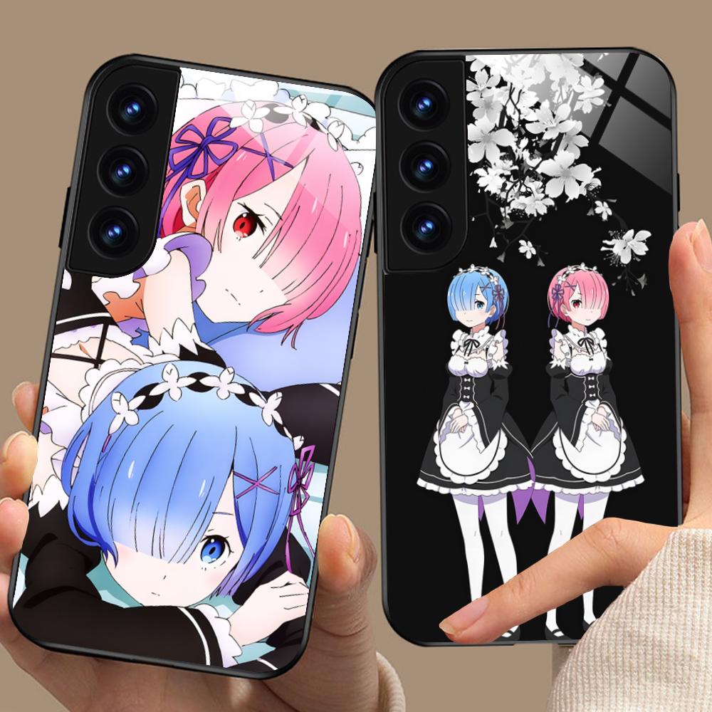 Чехол для мобильного телефона ReZero Rem Ram из стекла для Samsung Galaxy S26 S25 S24 S23 S22 S21 S20 Note20 Plus FE Ultra Цветная крышка
