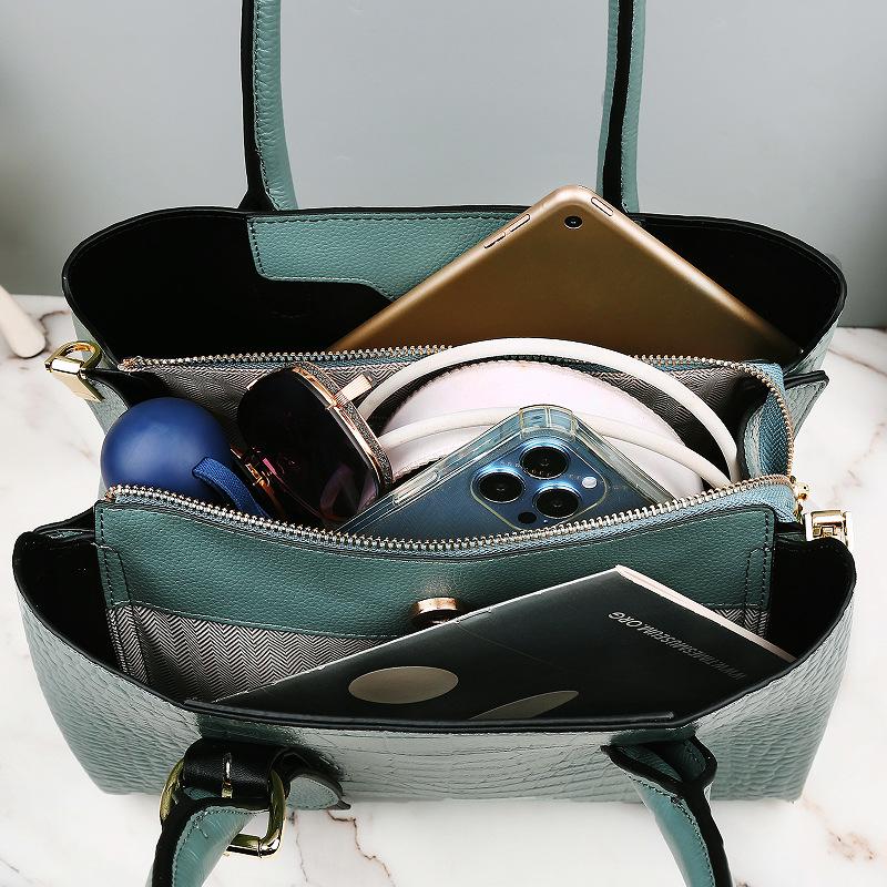 Handbag Light Luxury Genuine Leather Women's Bag Simple Atmosphere Wedding Bag Middle-aged Women's Bag Temperament Mother's Handbag