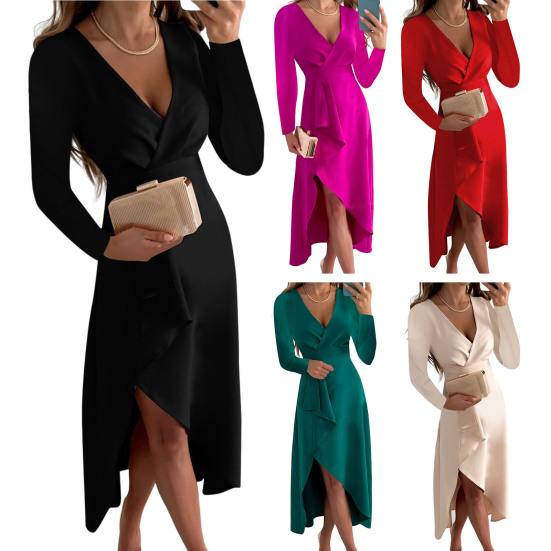 Модное вечернее платье с глубоким V-образным вырезом, дышащее, не выцветает