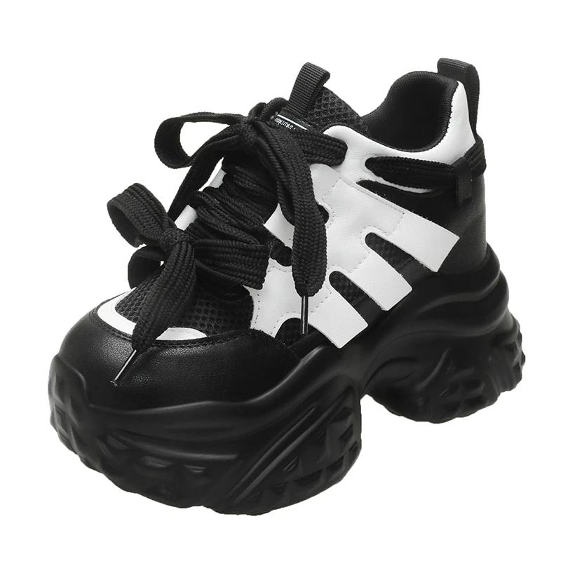 Fashion 10CM Women Mesh Chunky Sneakers Autumn High Platform Shoes High Heels Wedges Casual Shoes Woman Breathable Sports Dad Sneakers