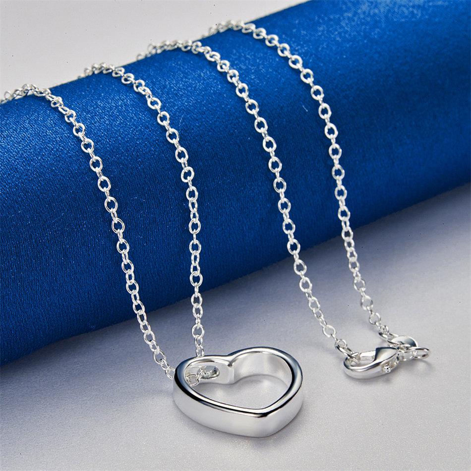 Изысканное серебряное (925 пробы) колье-подвеска в форме сердца, длиной 16-30 дюймов, для женской моды, свадебные ювелирные аксессуары