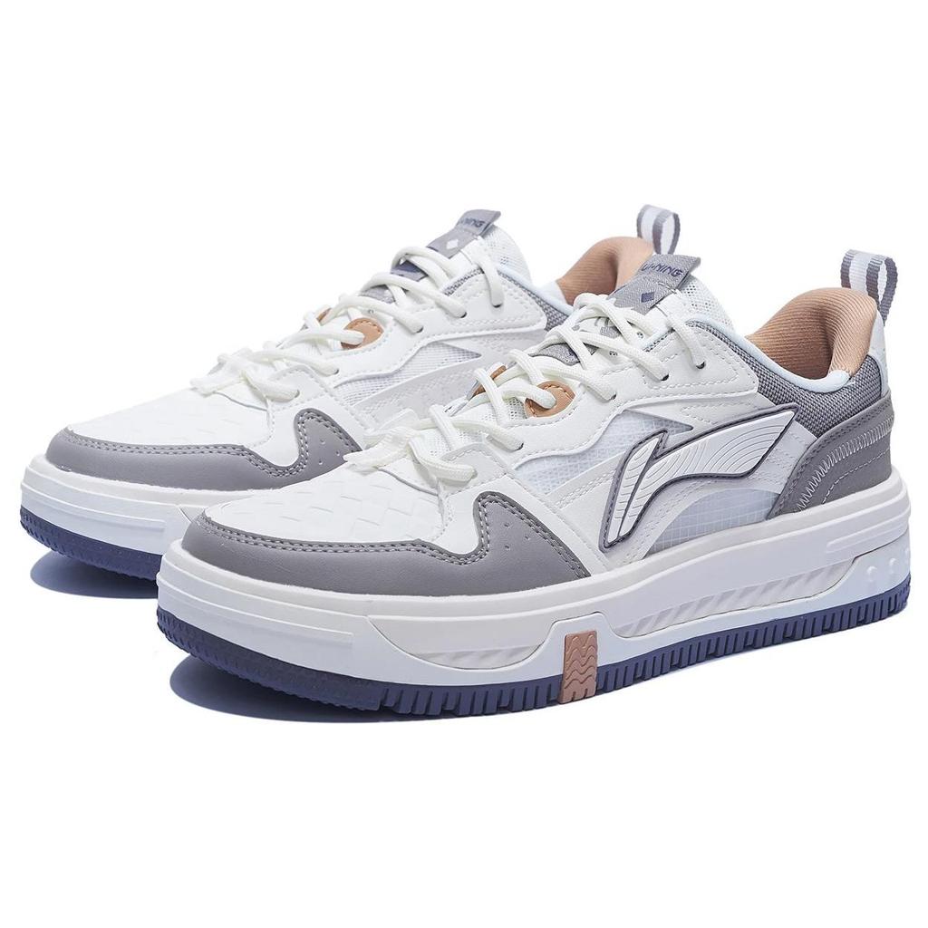 Li Ning Xing Chuan V2 противоскользящие прочные низкие кроссовки для скейтбординга мужские белые серые AGCT143-3