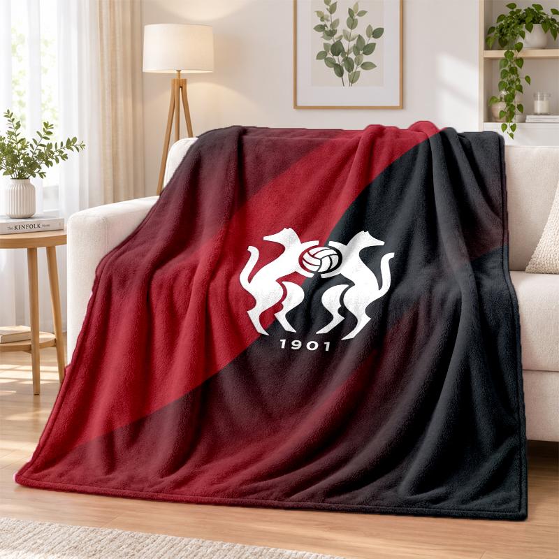 Stade Rennais FC Printed Flannel Blanket Warm Comfort Bed Throw For Indoor Home Decoration