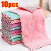 Microfiber Kitchen Cleaning Cloth High Absorbent Coral Fleece Dishwashing Cloth Non-Stick Oil Dish Cleaning Towel Household Rag
