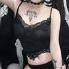 Готический Y2k Базовый облегающий женский топ-топ в стиле гранж-панк, черный, повседневный, с кружевной отделкой, сексуальный, с открытой спиной, альтернативная одежда, лето