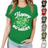 Women's Casual Saint Patrick Print T-Shirt Round Neck Pullover Short Sleeve Top