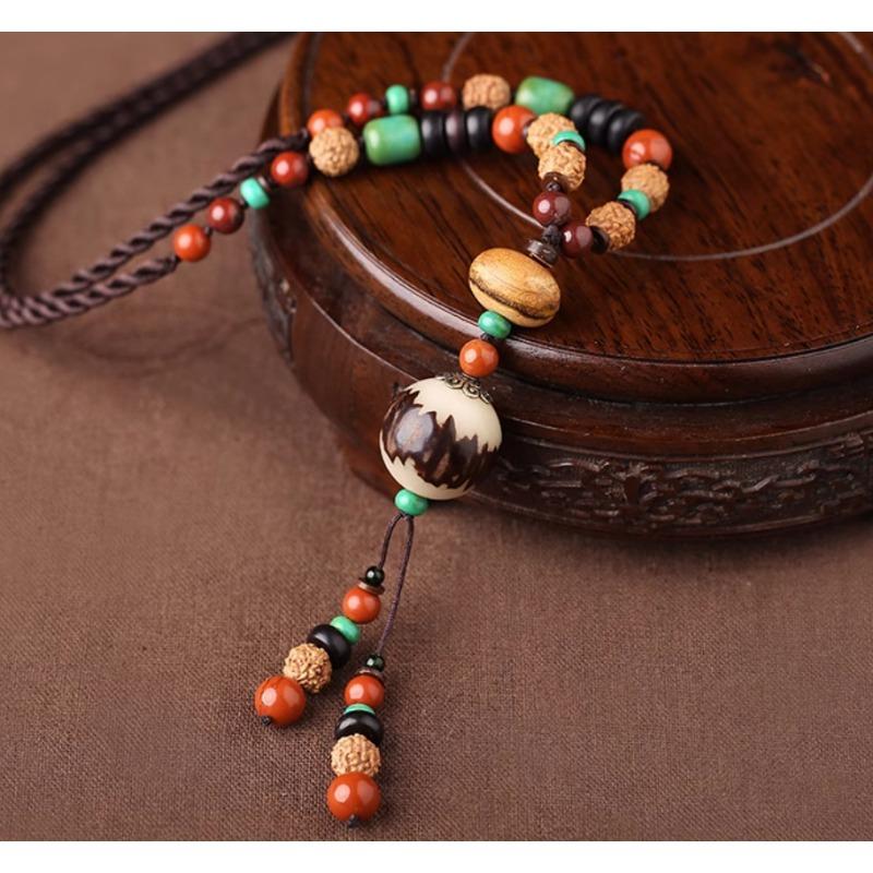 GemChic женские новые классические этнические деревянные бусины кулон ожерелье винтажная длинная цепочка мода день рождения рождество ювелирные изделия подарок