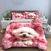 "Floral Puppy Decor Set" Bedding Set with 1 Duvet Cover 2 Pillowcases Single Double King Queen, Gift