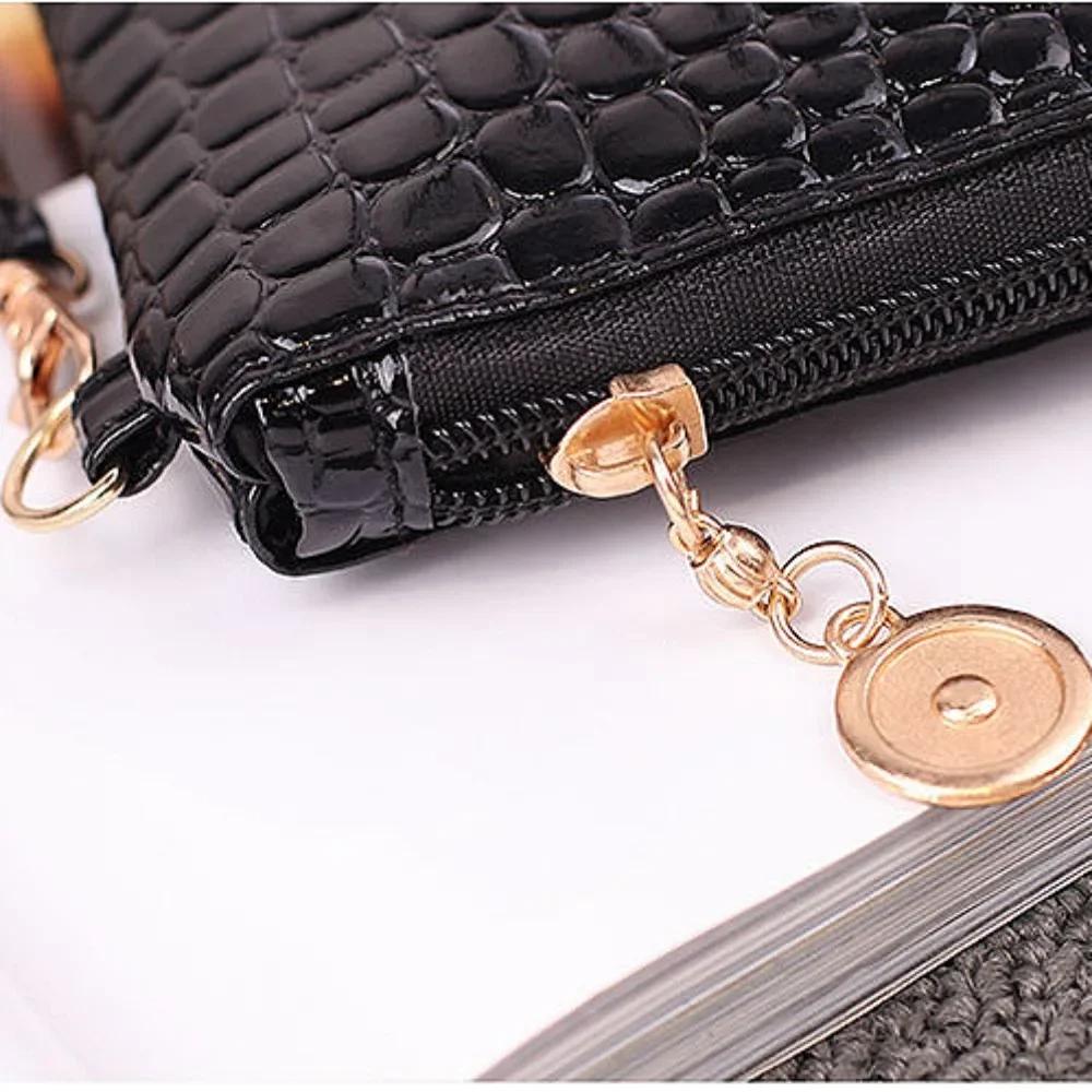 Мода Крокодил Женские Сумки Кошельки для Монет Сумка через Плечо Фурнитура Молния Однотонная Текстура Повседневная Простая Элегантная На Плечо