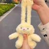 Fun Interaction Plush Rabbit Keyring Pulling Ears Car Keyring Bunny Dolls Pendant  Backpack Pendant