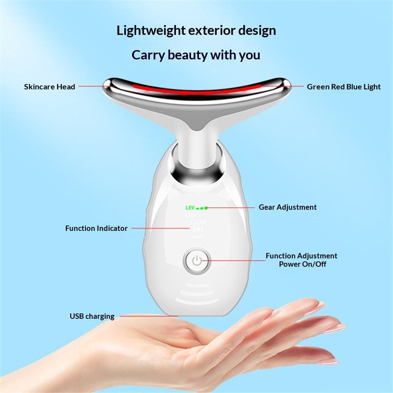Neck Face Lifting EMS Massager 7Color Skin Tighten Device for Women Face Firming Wrinkle Removing Beauty Tool Home Spa