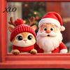 Winter Party Supplies Santa Claus Reindeer Window Cling, Christmas Static Glass Sticker Festive Decor for Holiday Party, Removable Reusable Decoration