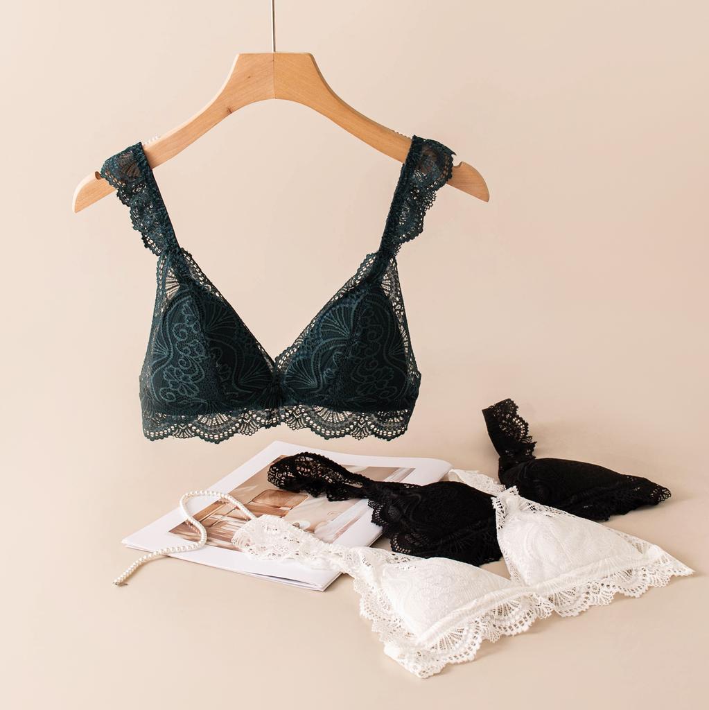 New spring and summer thin back bra French lace edge silk breathable no steel ring chest wrap
