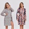 2025 Women New Robe Printed Long Sleeve Bathrobe Summer Milk Silk Fashion Tie Nightgown