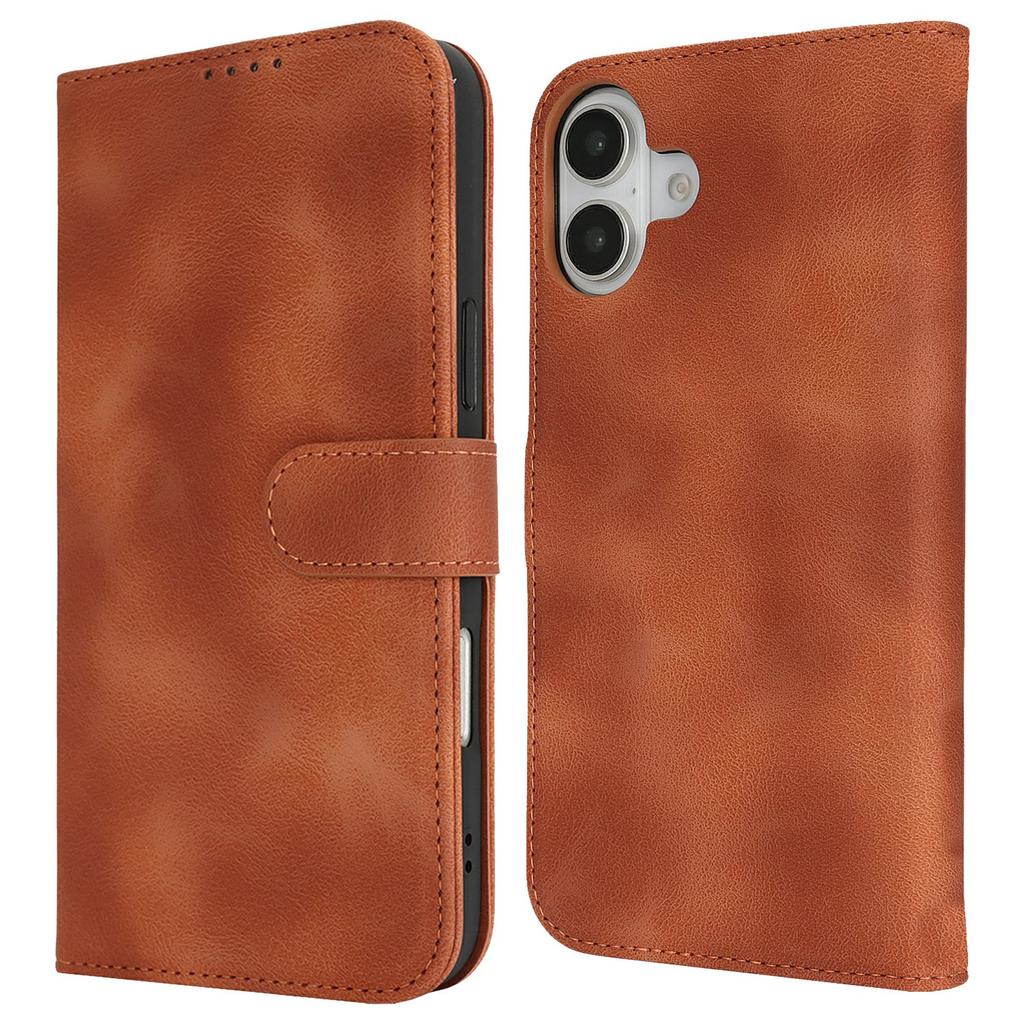 Для iPhone 16 Чехол-кошелек Двойной сложенный край Кожа на ощупь ПУ кожа Чехол-книжка для телефона