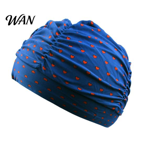 Cloth Swim Cap Swimming Pool for Women, Breathable Colorful Ruffle Large Head Cap, Elastic Ear Protection Short Long Hair Bathing Hat