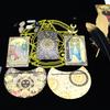 Новый 12x7 см Черное Золото Солнце Перо Таро Карты Подарочная Коробка Набор Золотая Фольга Колода Таро Штамповка ПВХ Водонепроницаемый Износостойкий Игровая Карта
