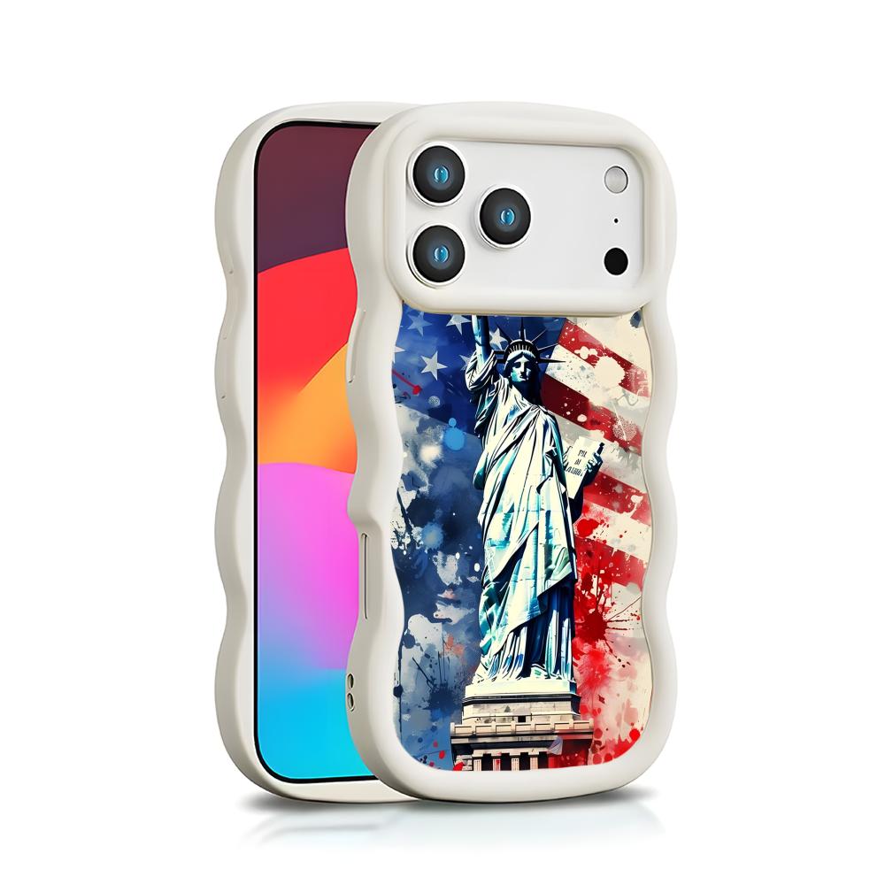 США Флаг Америки Волнистый Край ТПУ Чехол для Мобильного Телефона для iPhone 17 16 15 14 13 12 11 Air Pro Max Plus Цветной Чехол