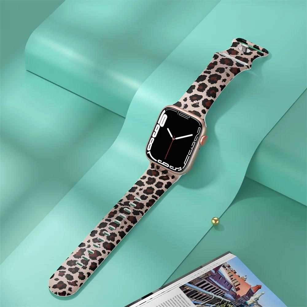 Для рождественских ремешков для Apple Watch ремешок 44 мм Ultra 2 49 мм 40 мм женский силиконовый браслет с принтом iWatch Series 9 8 7 6 5 SE 41/45 мм