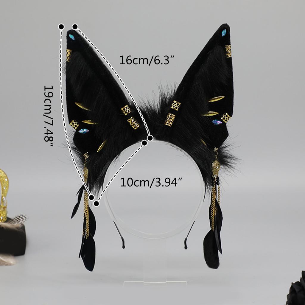 Аниме горничная обруч для волос плюшевый зверь уши кисточки повязка на голову косплей костюм головной убор для вечеринки на Хэллоуин девушка комикс шоу головной убор