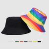 Женская и мужская шляпа-ведро Радужная шляпа с цветными блоками Двусторонняя носимая шляпа для бассейна Летняя уличная шляпа от солнца Модная красочная рыбацкая шляпа для путешествий