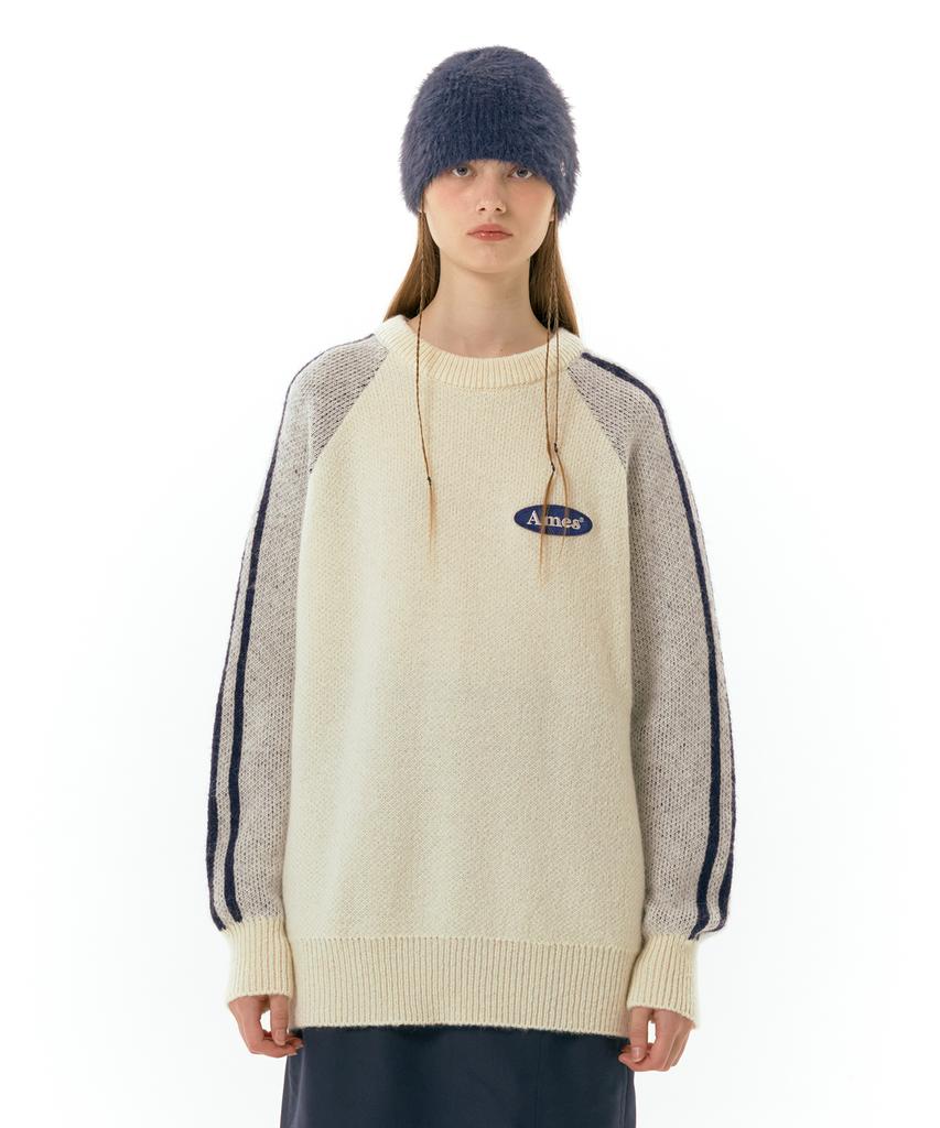 AMES-WORLDWIDE Basic Logo Wappen Knit Ivory (Am2Dfuk602A)