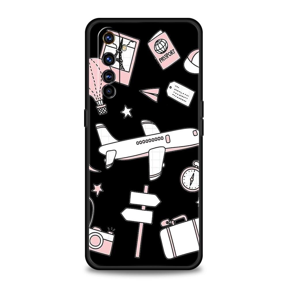 For Realme 10 9 8 5G 7 6 GT2 Pro Plus 9i 8i C21 C11 C25 C35 Airplane World Map Travel Phone Case For Realme GT Neo 2 3 3T Cover