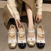 Французские туфли Мэри Джейн на толстом каблуке женские 2025 новые юбка весна и осень лакированная кожа маленькие кожаные туфли ремешок с одной пряжкой туфли бабушки