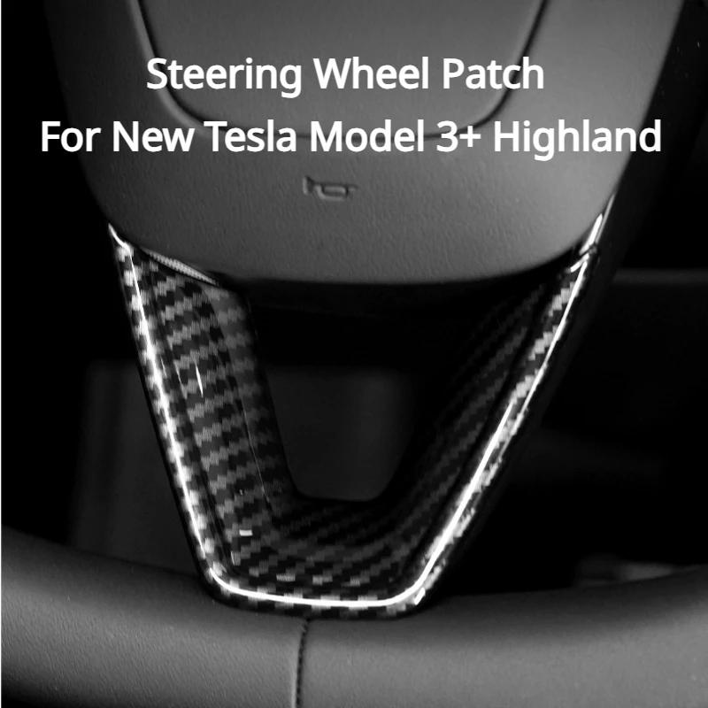 Для Tesla New Model 3 Highland 2024 обновленный руль из настоящего углеродного волокна декоративные нашивки аксессуары для украшения интерьера