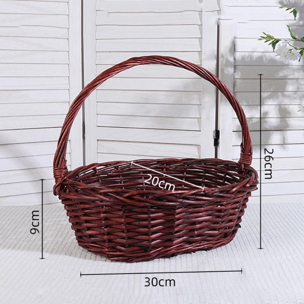 Brown White Handhold Weaving Basket With Handle Braided Basket Storage Baskets  Home Storage