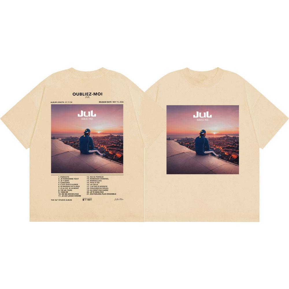 Rapper Jul Oubliez Moi Album Poster Graphic T Shirts Men Women Fashion Hip Hop Short Sleeve T-shirts Summer Casual Loose T-shirt