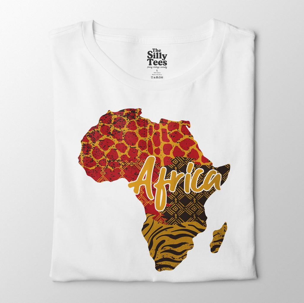 Africa Map Animal Print T-Shirt: Giraffe Zebra Safari Graphic Tee