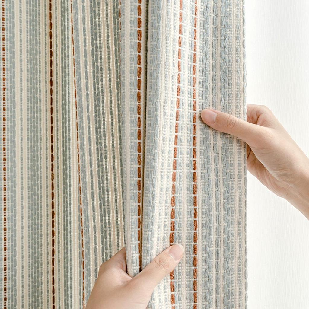 Яркие шторы в стиле Fair Isle с дофаминовым эффектом для детских комнат (Xiaohongshu): Варианты ткани с цветным плетением и марли для спален мальчиков и девочек
