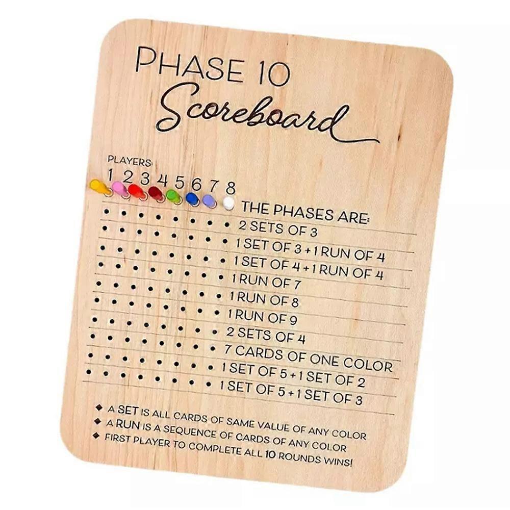 Phase 10 Score Board, 2025 Wooden Phase 10 Scoreboard and Round Tracker
