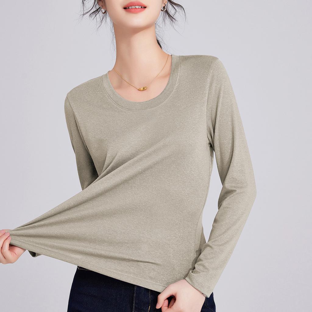 Tencel Linen Mask Air Feeling Long Sleeve Women's New Simple Casual and Thin Skin-friendly Top
