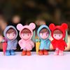 Adorable Cartoon Raincoat Couple Figurine - Miniature Landscape Decoration Doll