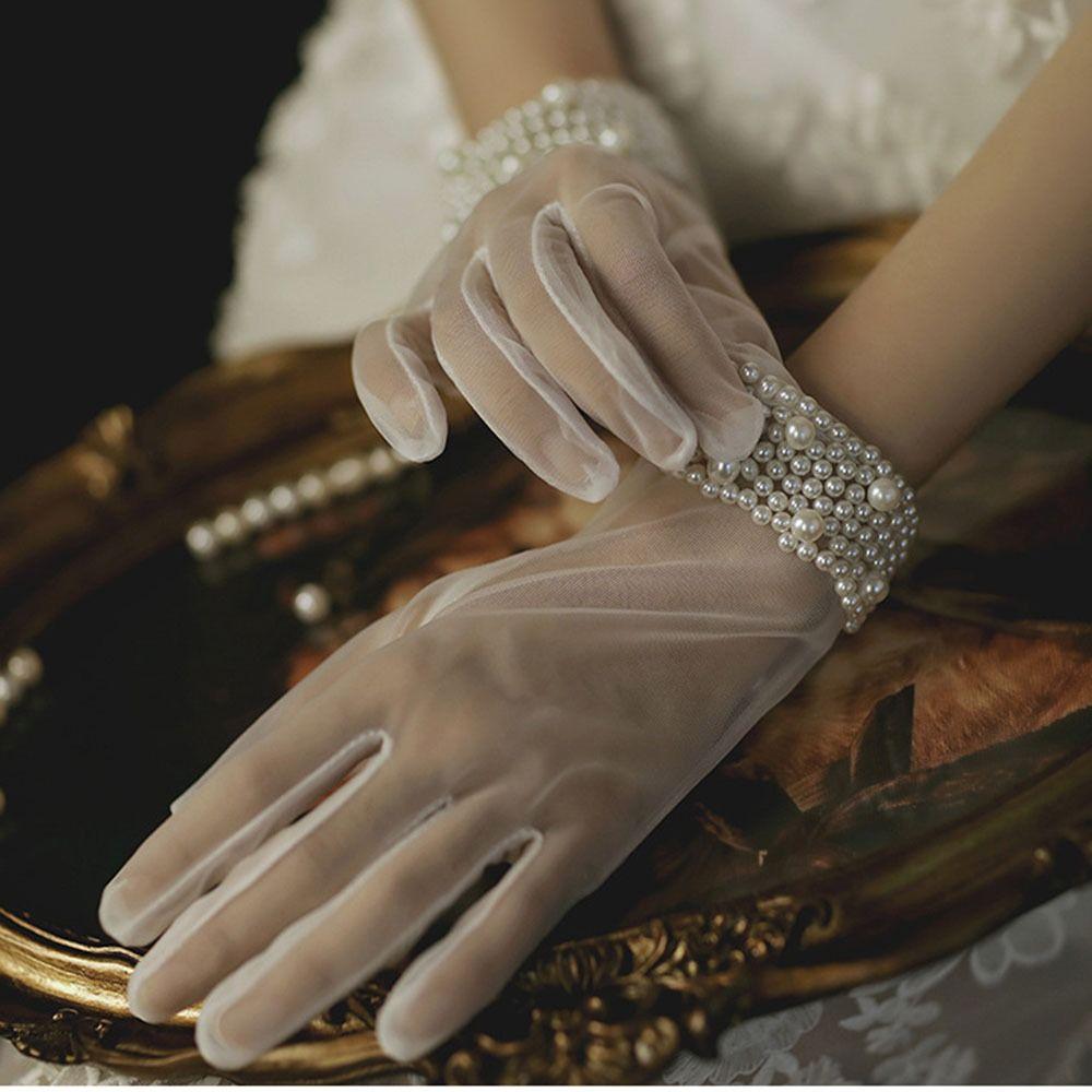 Декор Вечернее платье Свадебные перчатки для невесты Варежки для невесты Варежки для езды на велосипеде Кружевные перчатки