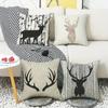 1Pc Decorative Throw Pillow Cover Modern European Retro Deer Headsingle Side Printing Decoration Home Sofa Car Cushion Cover