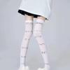 Kawaii Expression White Graffiti Letter Print Long Socks Japanese JK Harajuku Over Knee Thigh High Stockings Cosplay Socks