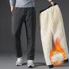 Autumn and Winter Lambswool Trousers Men's Padded Warm Casual Sports Trousers Loose Straight Hundred Yards Cotton Trousers Man