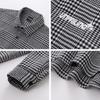 American Vintage Plaid Letter Embroidery Long Sleeve Shirt Loose Casual Top Men Women