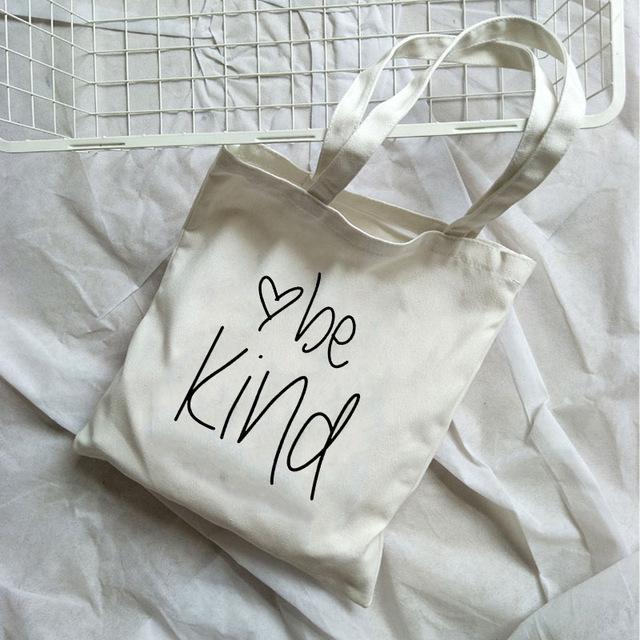 Harajuku Be Kind Корейские повседневные холщовые женские сумки большой емкости в винтажном стиле на плечо летние сумки Ulzzang для книг